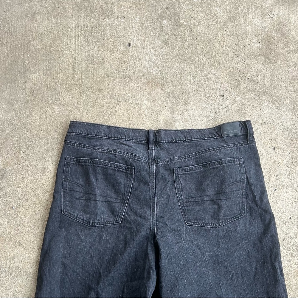 AE Dreamy Drape Strigid Low Rise Ultra Wide Leg Jean Black Size 20 - Picture 7 of 8